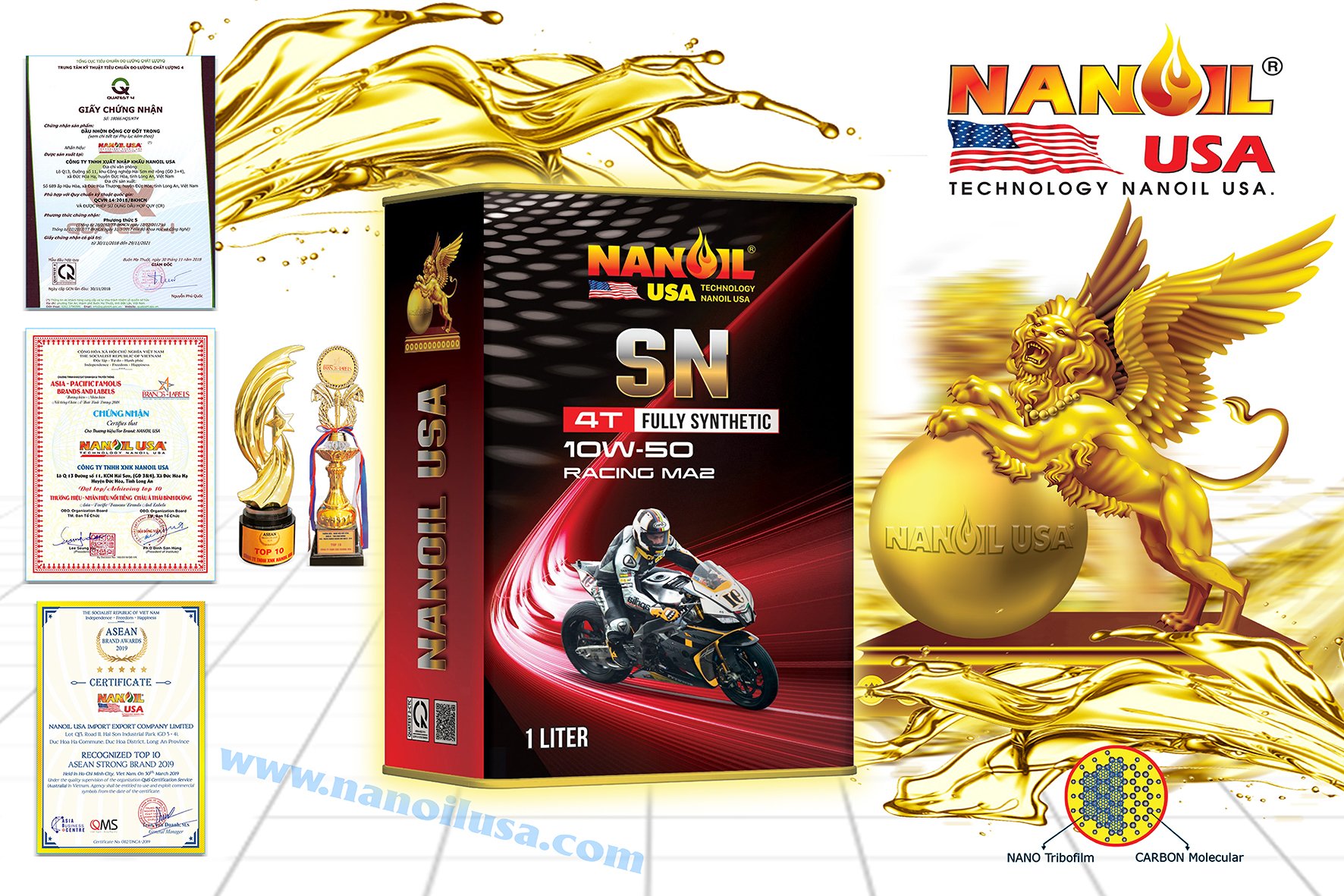 NANOIL USA 4T FULLY SYNTHETIC SN RACING 10W-50 1L