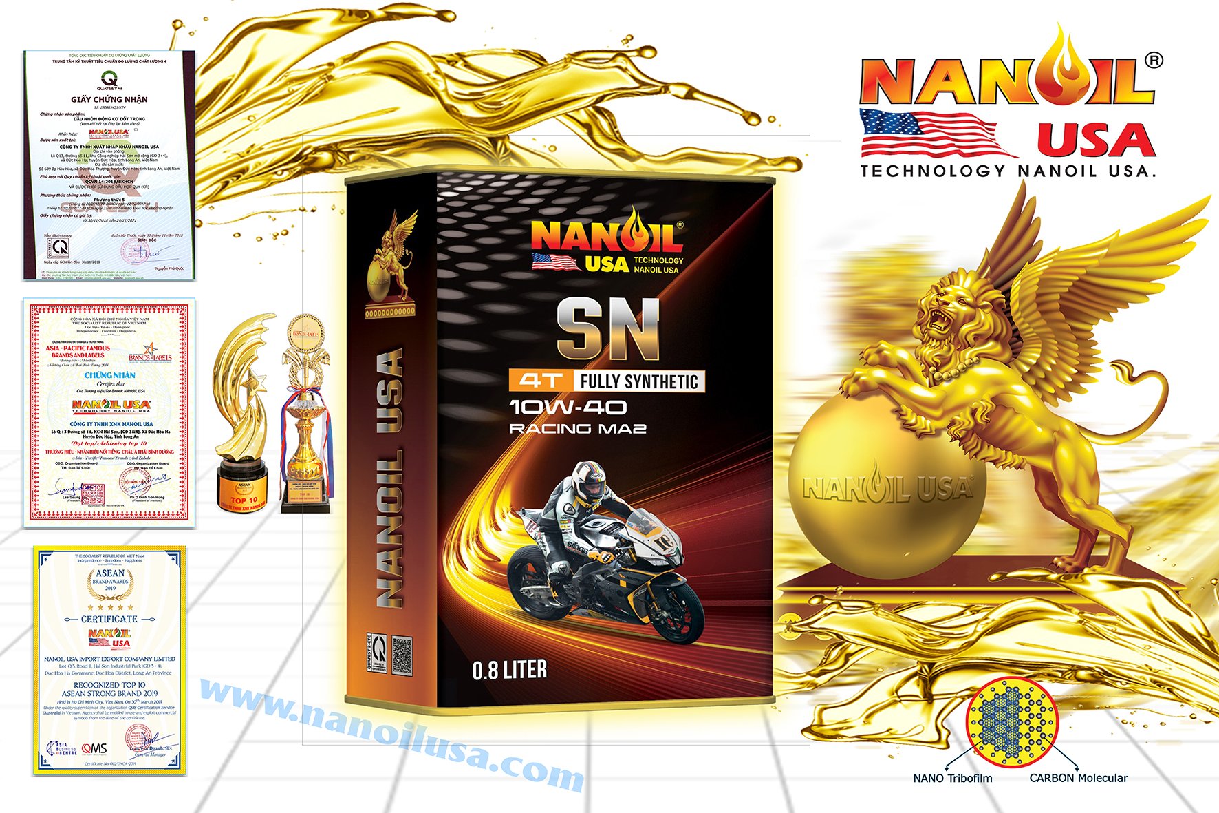 NANOIL USA 4T FULLY SYNTHETIC SN RACING  10W-40 0.8L