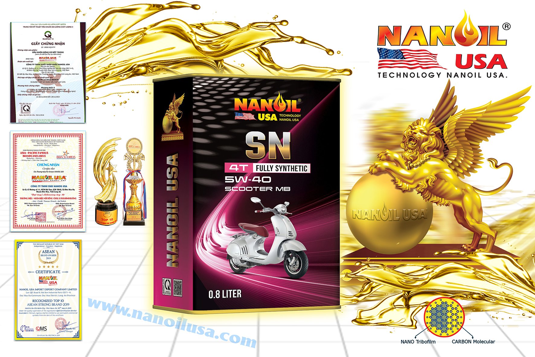 NANOIL USA 4T FULLY SYNTHETIC SN SCOOTER  5W-40 0.8L